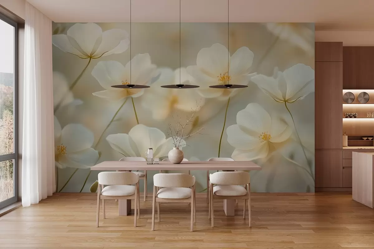 Fototapetai rytinės baltos gėlės w03766 - Uwalls.lt Fototapetai rytinės baltos gėlės w03766