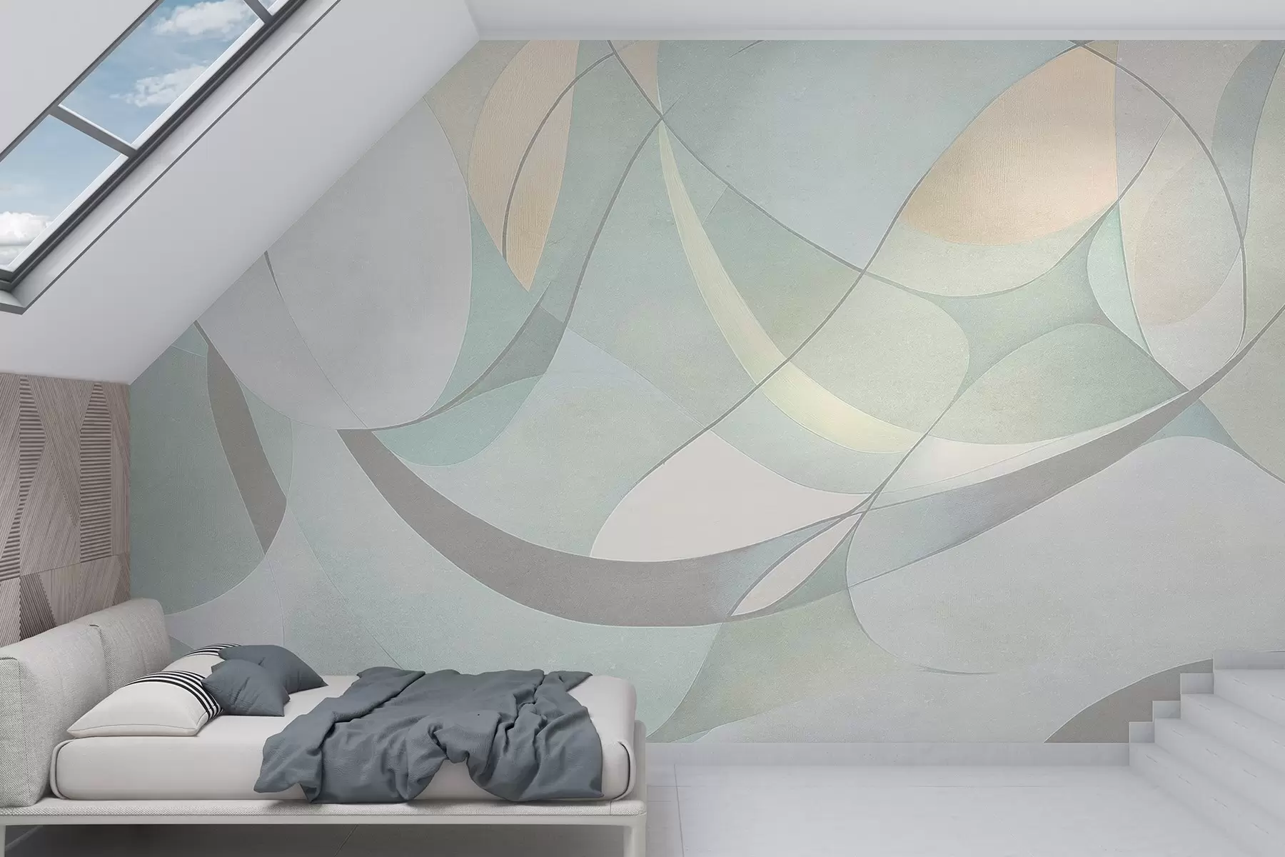 Fototapetai Geometrinė abstrakcija, prislopintos natūralios spalvos w03878