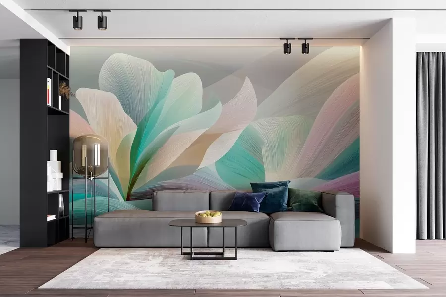 Fototapetai Elegantiška abstrakcija su glotniomis kreivėmis, primenančiomis gėlę ir bangas w09075