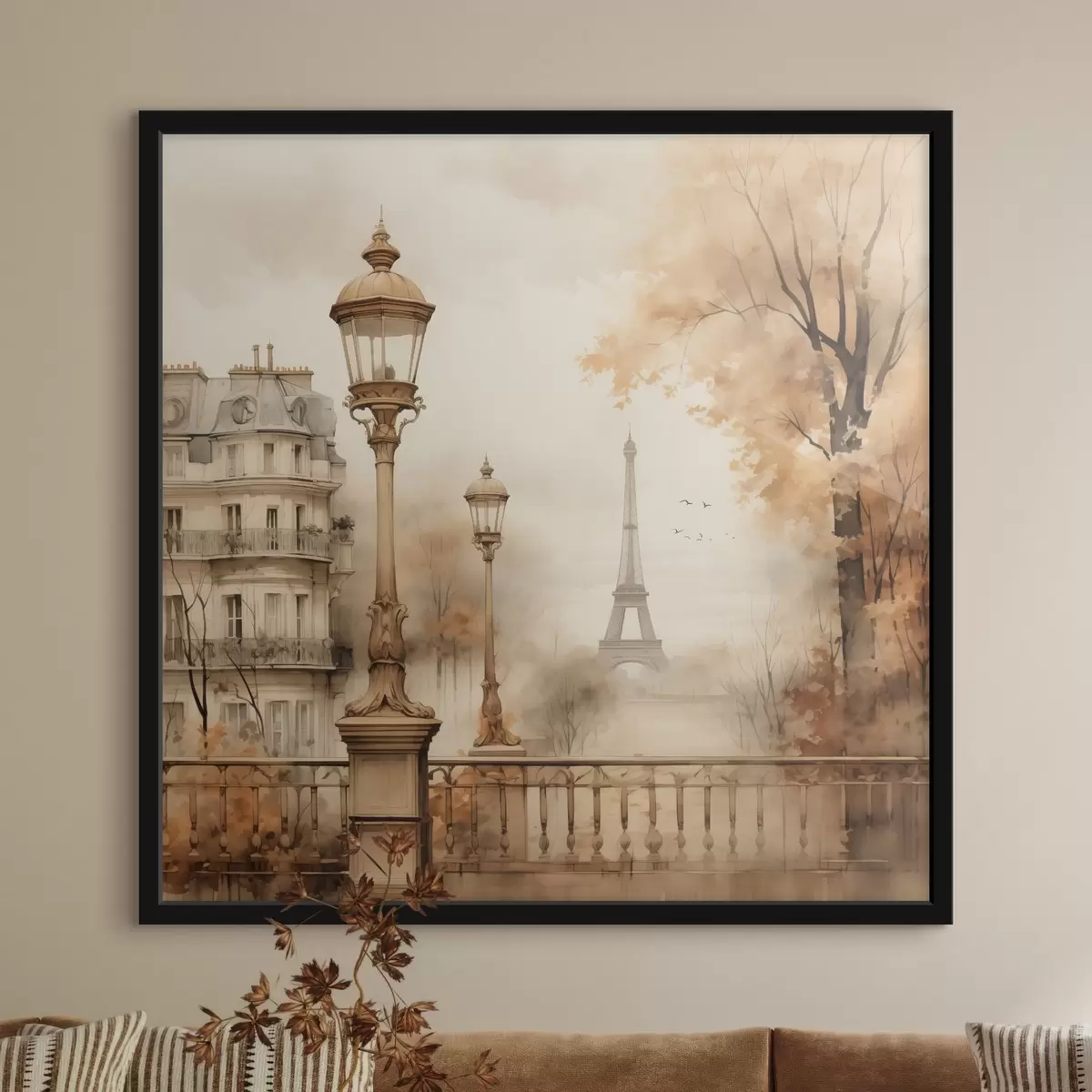 Plakatas Paryžiaus ruduo atmosferinės akvarelės stiliumi f44239