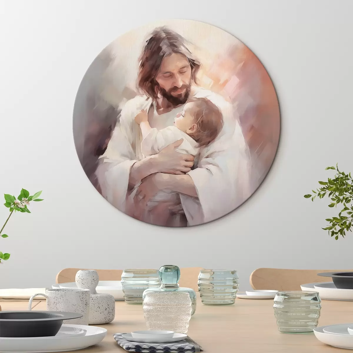 Apvalūs paveikslai Jėzus su vaiku r44283
