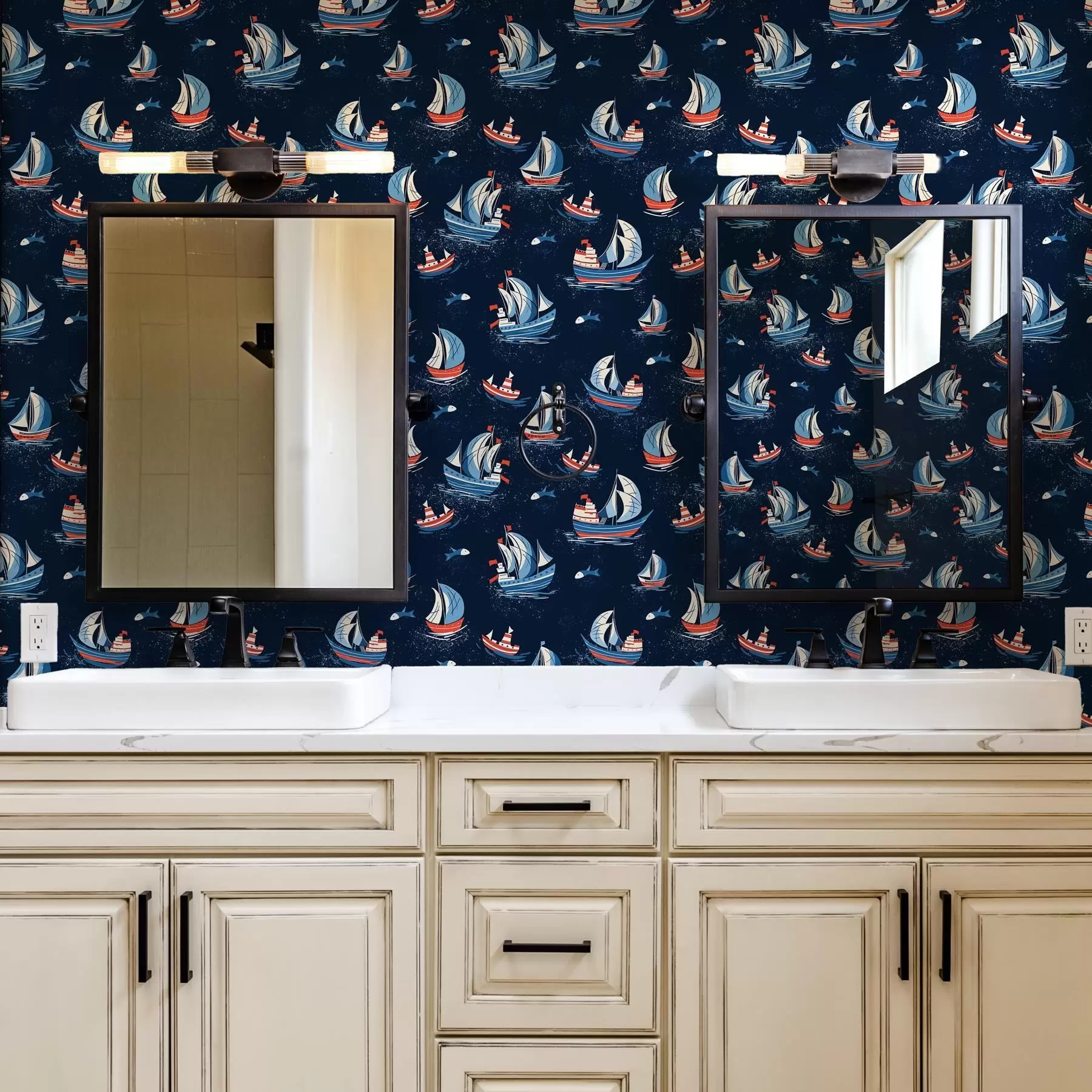 Fototapetai Laivai mėlyname fone a00126v1