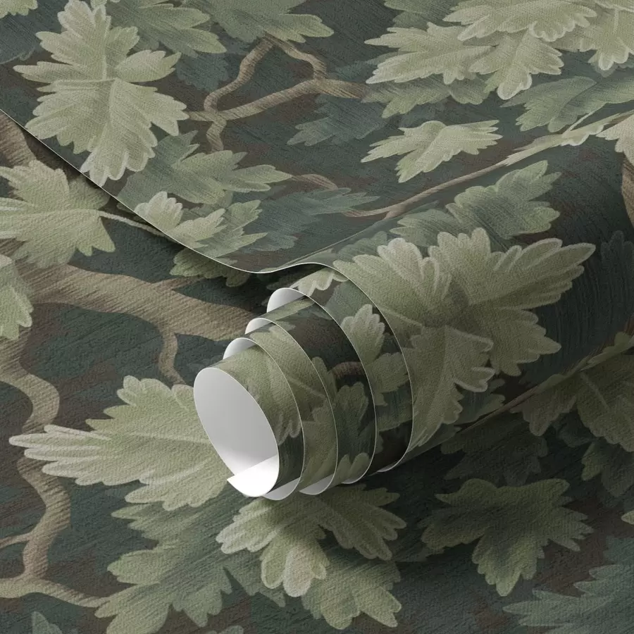 Fototapetai Ąžuolo lapai žaliame fone a00151