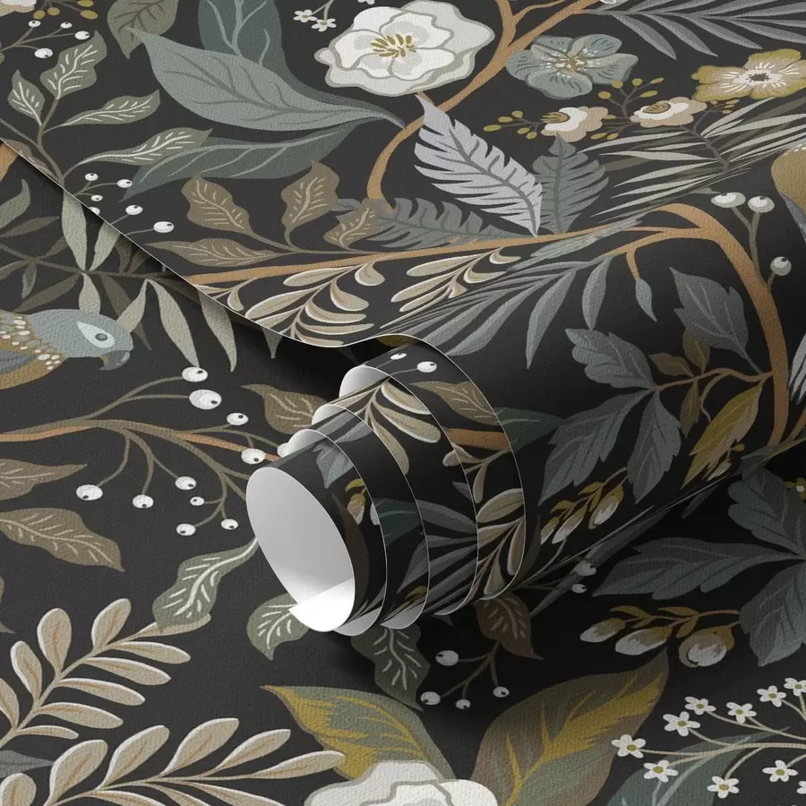 Fototapetai Paukščiai tarp šakų tamsiame fone a00161