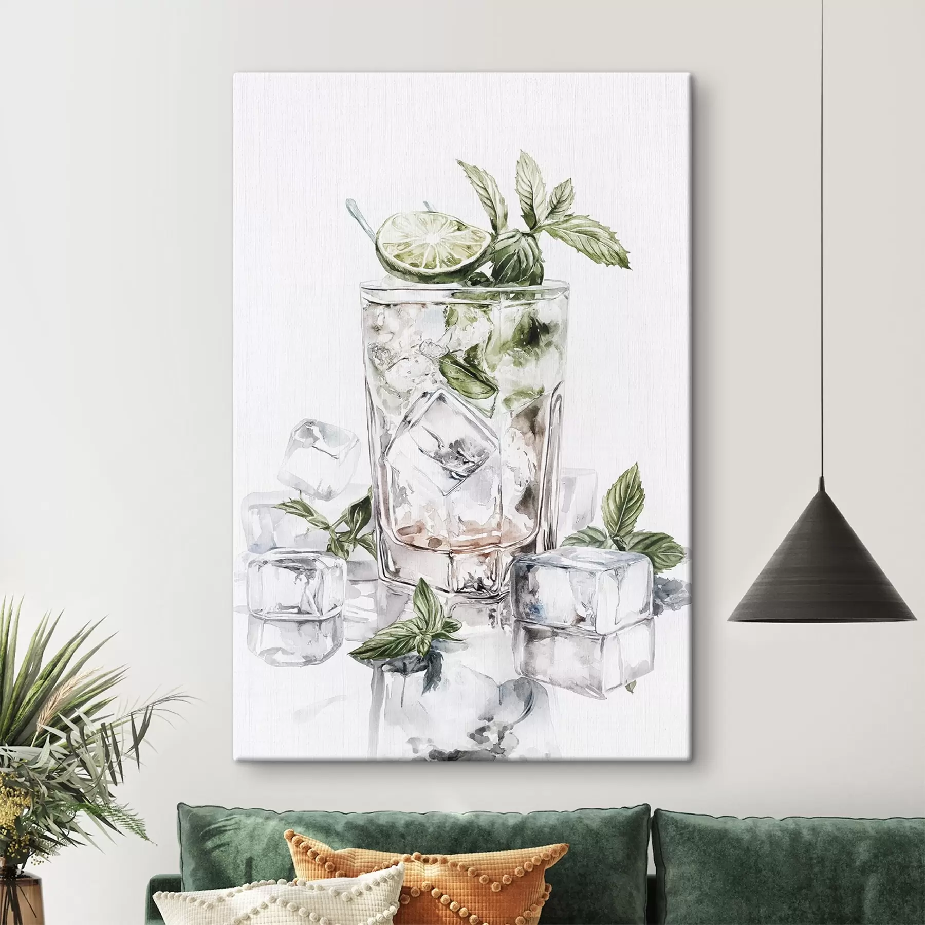 Fototapetai Mojito kokteilis, akvarelės stiliaus gėrimai, mėta s44302