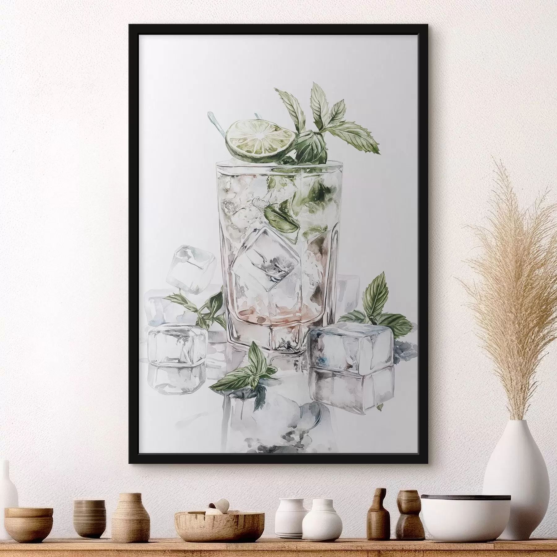 Paveikslėlis Mojito kokteilis, akvarelės stiliaus gėrimai, mėta f44302