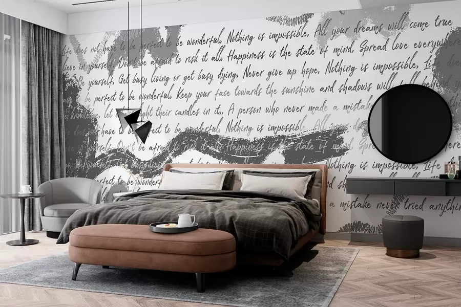 Fototapetai Dizainas su įkvepiančiomis citatomis, abstrakcija, pilkos spalvos w03909v4