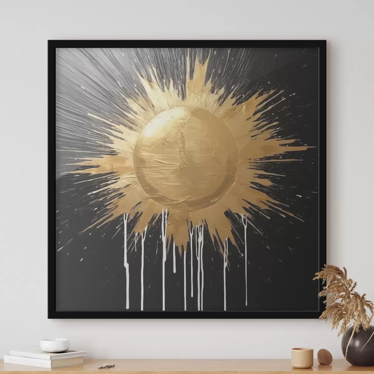 Plakatas Abstrakti geltona saulė f44281