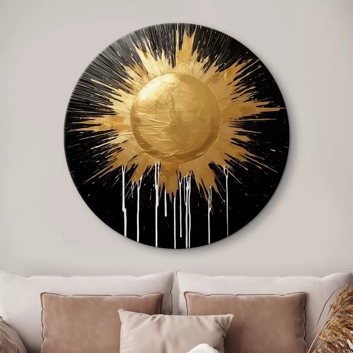 Apvalūs paveikslai Abstrakti geltona saulė r44281