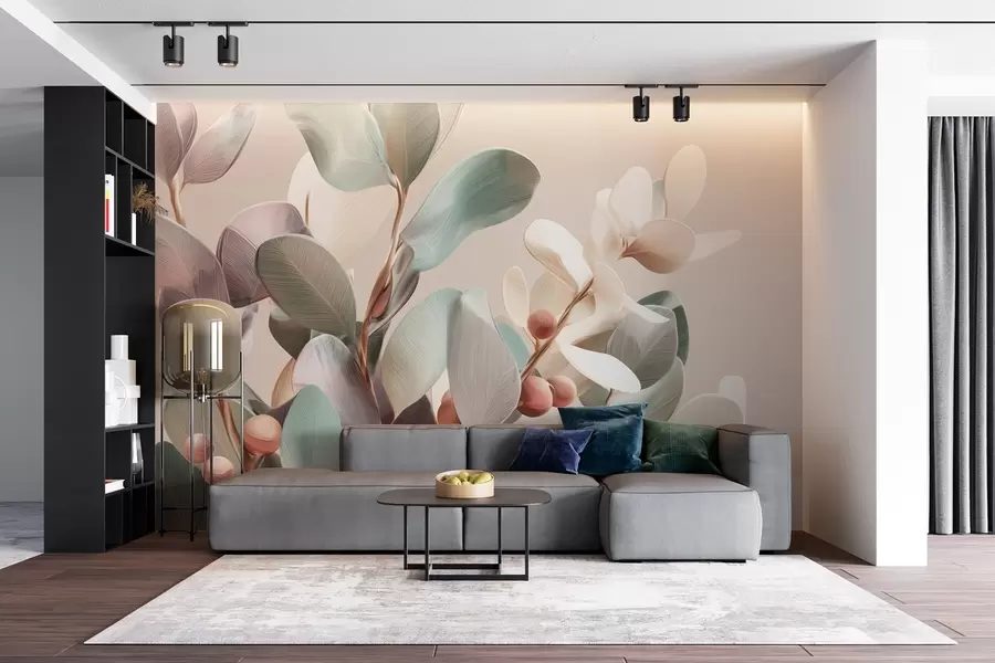 Fototapetai Šviesių pastelinių tonų augalai su uogomis w09128