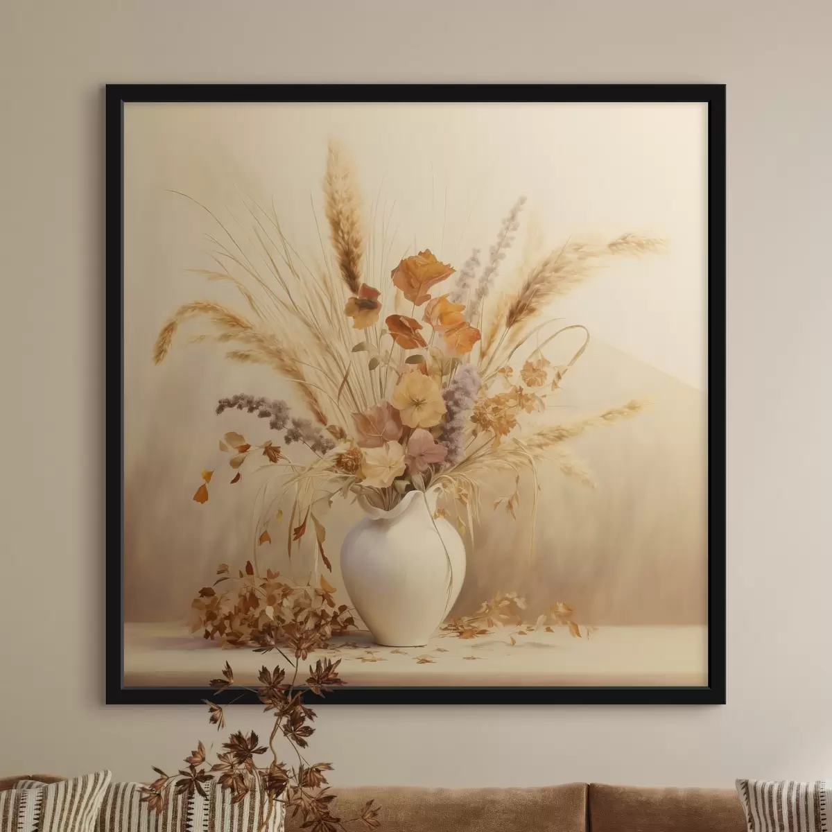 Plakatas Pastelinė džiovintų gėlių simfonija f44336