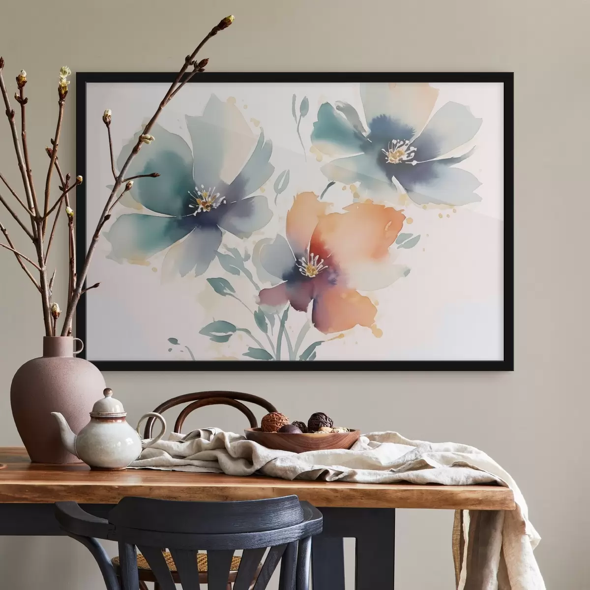 Plakatas Gėlės imituoja akvarelę f44424