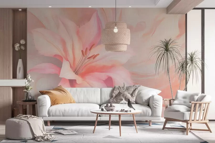 Fototapetai Lelijų gėlių skysčio abstrakcija, gėlių, spalvingas piešinys w04006