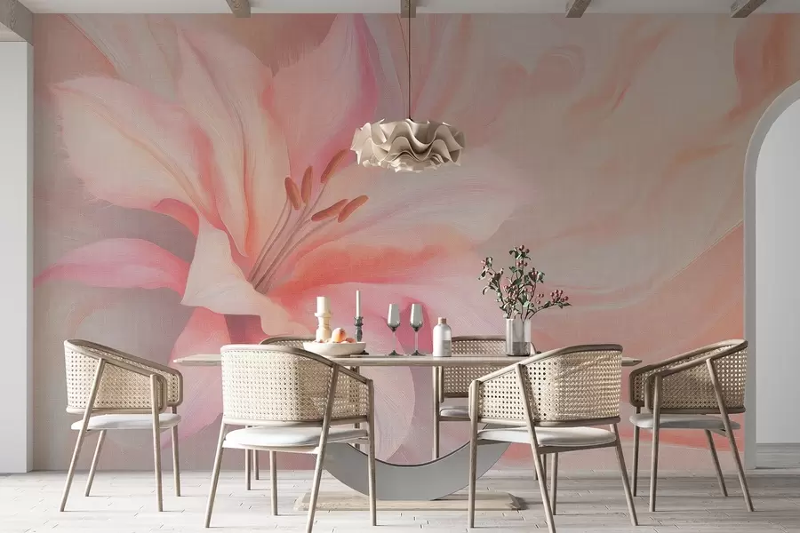 Fototapetai Lelijų gėlių skysčio abstrakcija, gėlių, spalvingas piešinys w04006