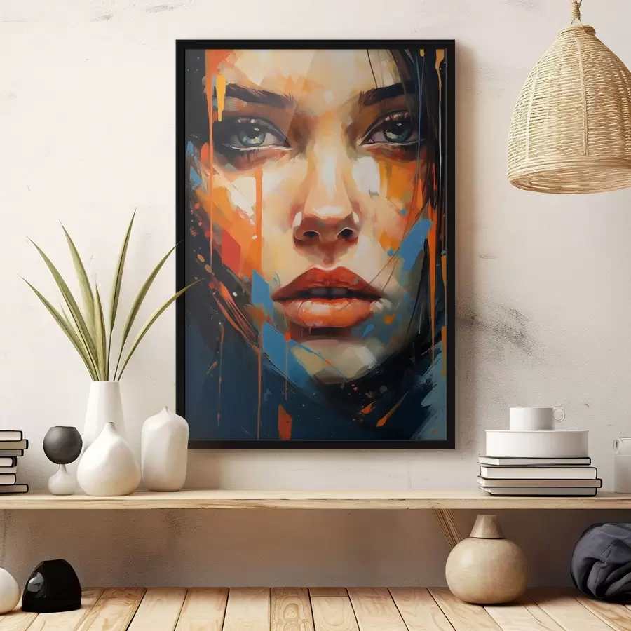 Paveikslėlis Moters veidas su ryškiais potėpiais f44485