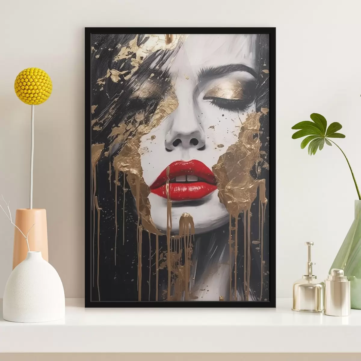 Plakatas Veidas su raudonomis lūpomis f44492