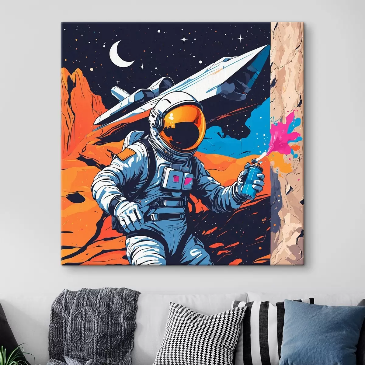 Paveikslėlis Plakatas su astronautu ir laivu s44434