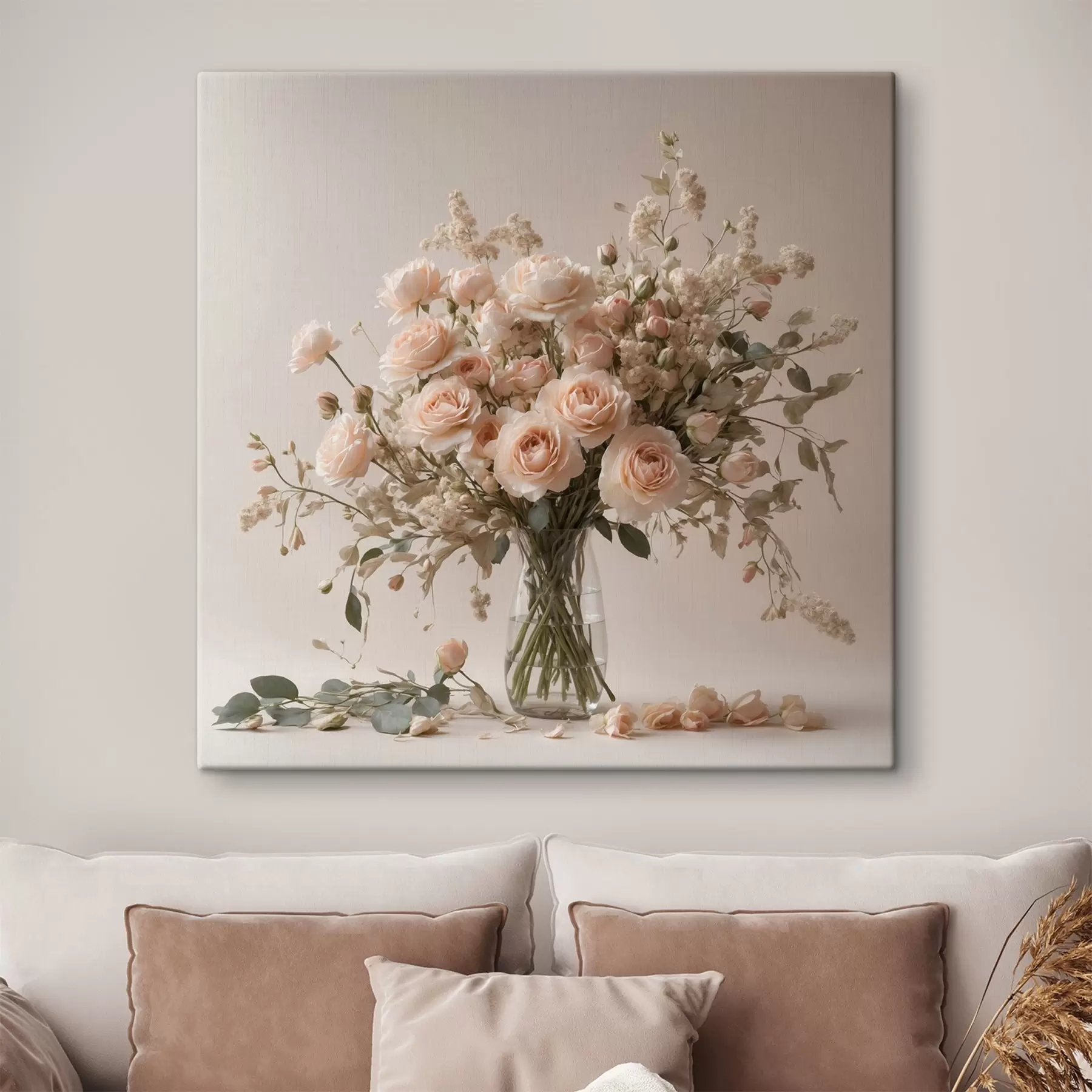 Paveikslėlis Baltos rožės skaidrioje vazoje s44451