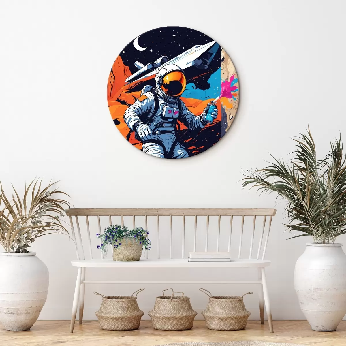 Apvalūs paveikslai Plakatas su astronautu ir laivu r44434