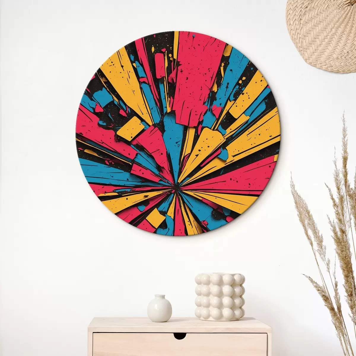 Apvalūs paveikslai Abstraktus įvairiaspalvis paveikslas r44461