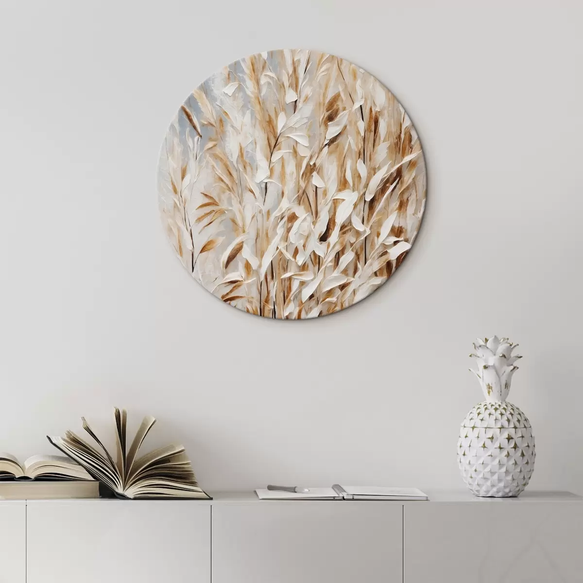 Apvalūs paveikslai Abstraktūs kviečiai akrilo tapybos stiliumi r44467