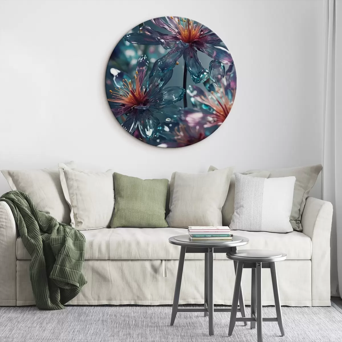 Apvalūs paveikslai Skaidrios gėlės neryškiame fone r44469