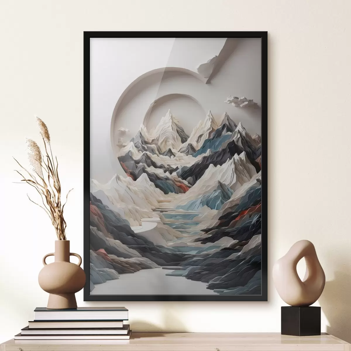 Plakatas Abstraktus kalnuotos vietovės paveikslas f44427