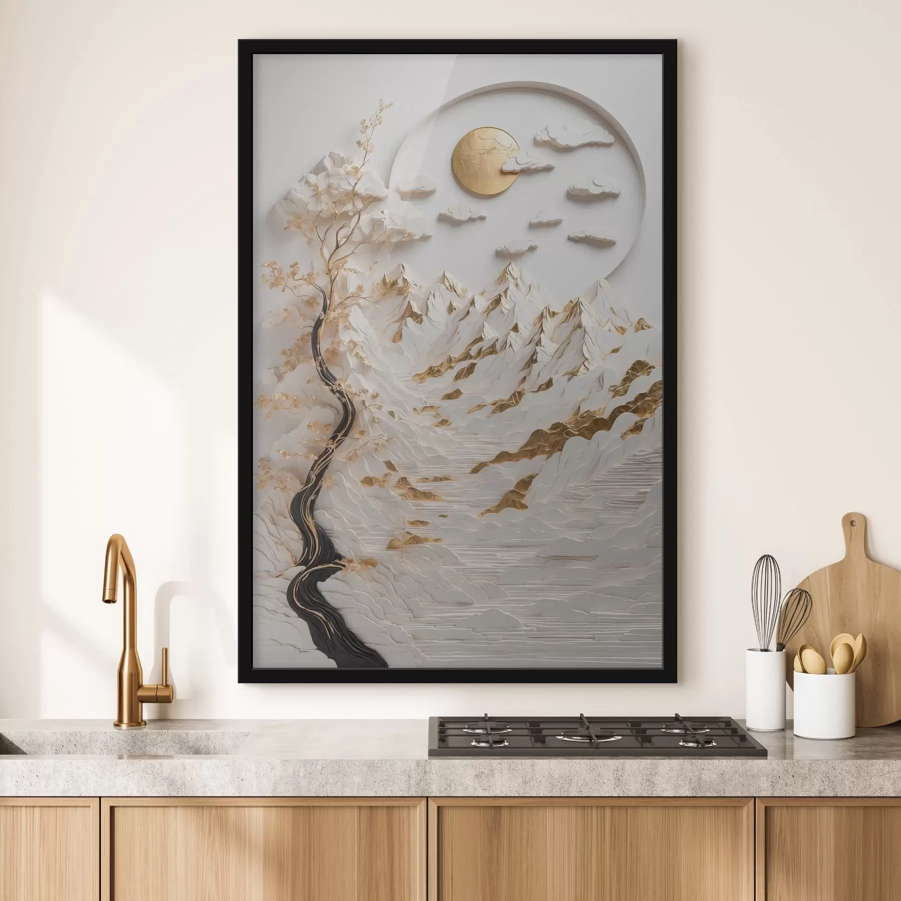 Fototapetai Abstraktūs kalnai ir saulė f44428