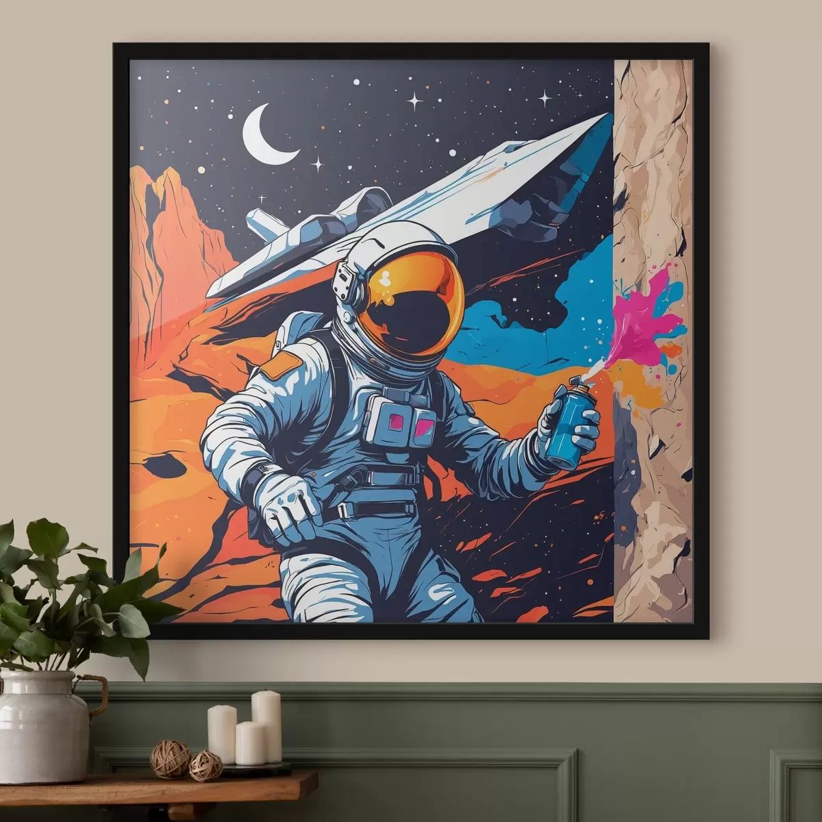Plakatas Plakatas su astronautu ir laivu f44434