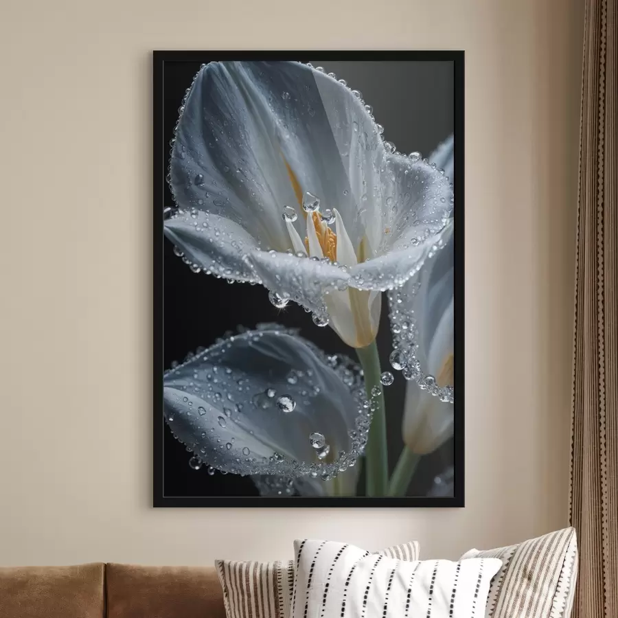 Fototapetai Skaidri gėlė juodame fone f44479