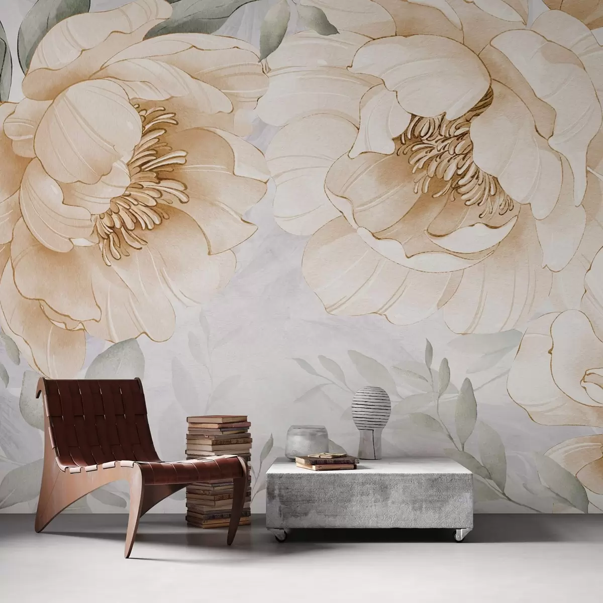 Fototapetai Geltonų bijūnų imitacija akvarele w03932v1