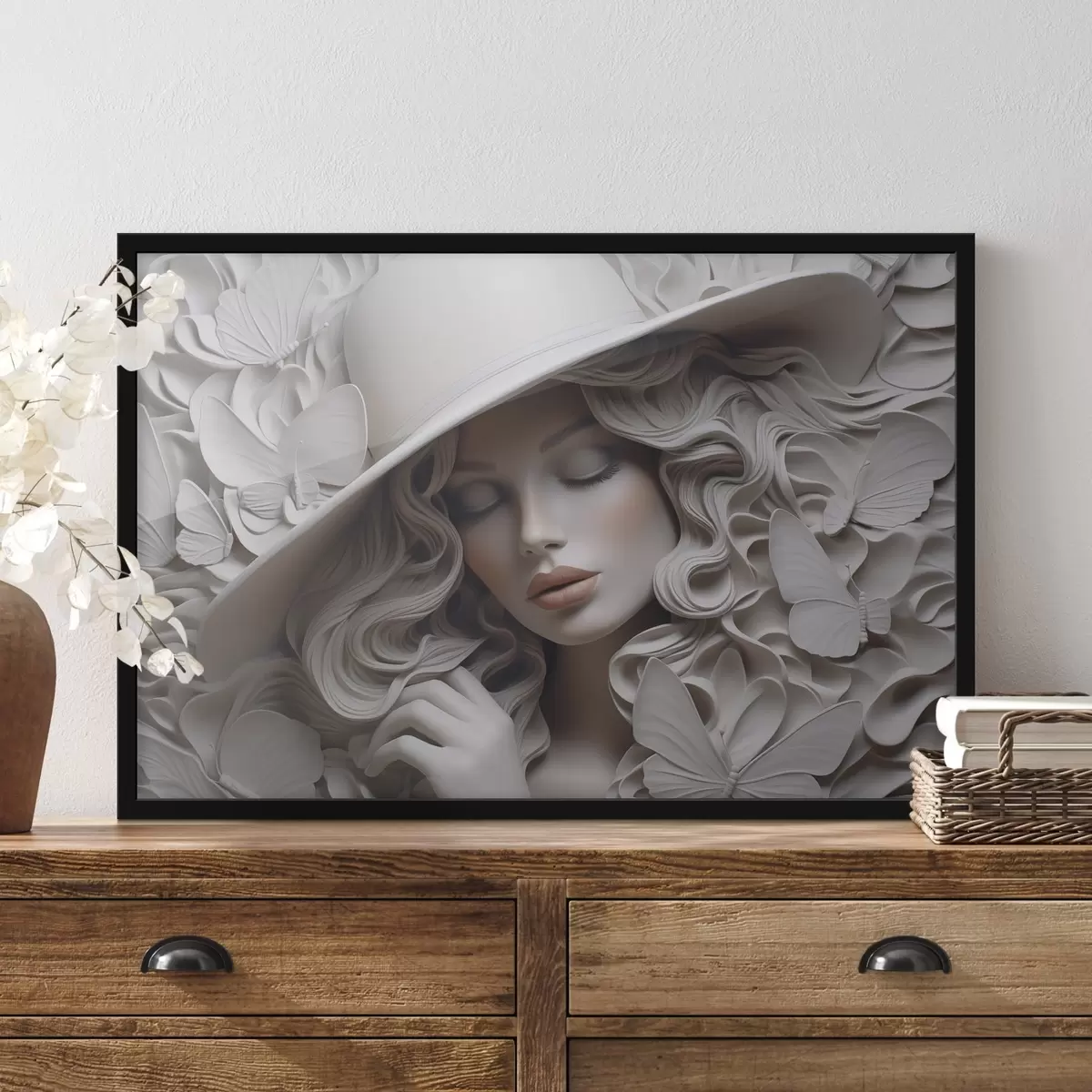 Plakatas Mergina su skrybėle f44524