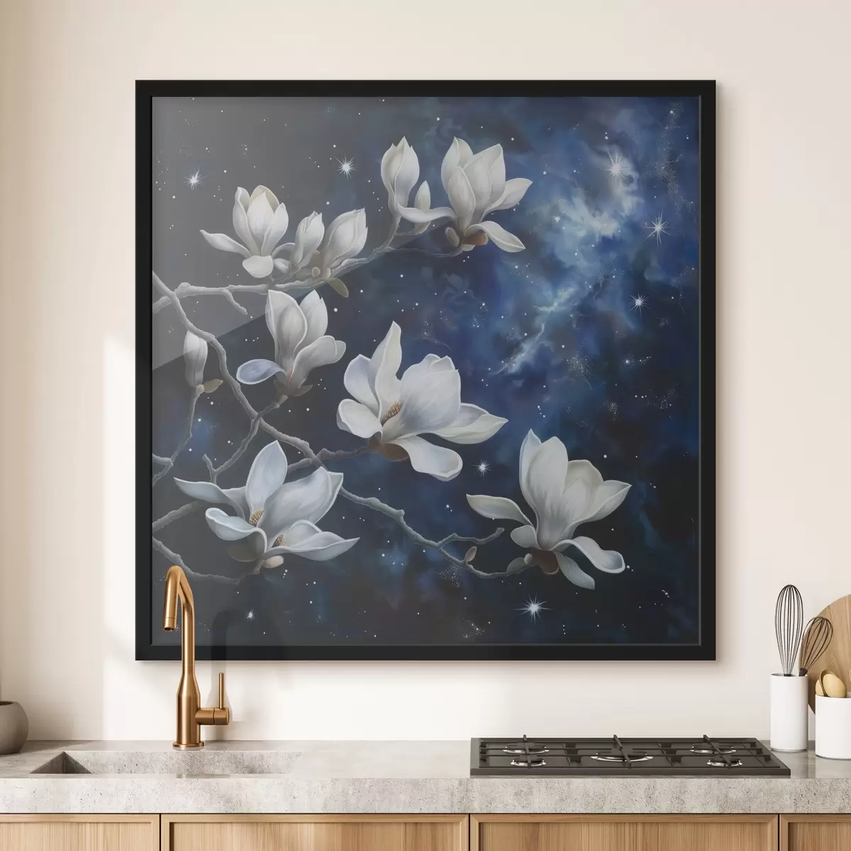 Plakatas Magnolijos žiedai dangaus fone f44585