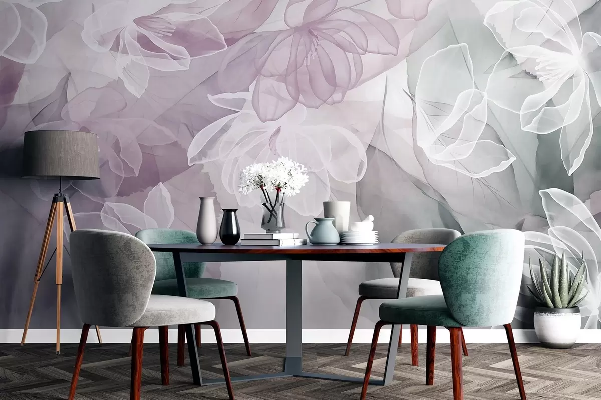 Fototapetai Žiedai ir lapai su skaidriais baltų, rausvų ir žalių atspalvių žiedlapiais, švelnūs ir subtilūs w09158v1 - Uwalls.lt Fototapetai Žiedai ir lapai su skaidriais baltų, rausvų ir žalių atspalvių žiedlapiais, švelnūs ir subtilūs w09158v1