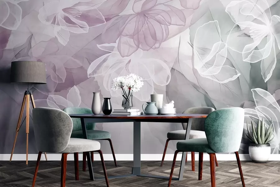 Fototapetai Žiedai ir lapai su skaidriais baltų, rausvų ir žalių atspalvių žiedlapiais, švelnūs ir subtilūs w09158v1 - Uwalls.lt Fototapetai Žiedai ir lapai su skaidriais baltų, rausvų ir žalių atspalvių žiedlapiais, švelnūs ir subtilūs w09158v1