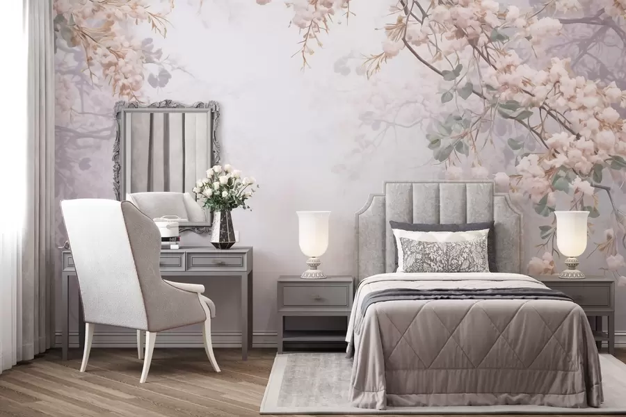 Fototapetai Žydinčio medžio šakos rūke w04062