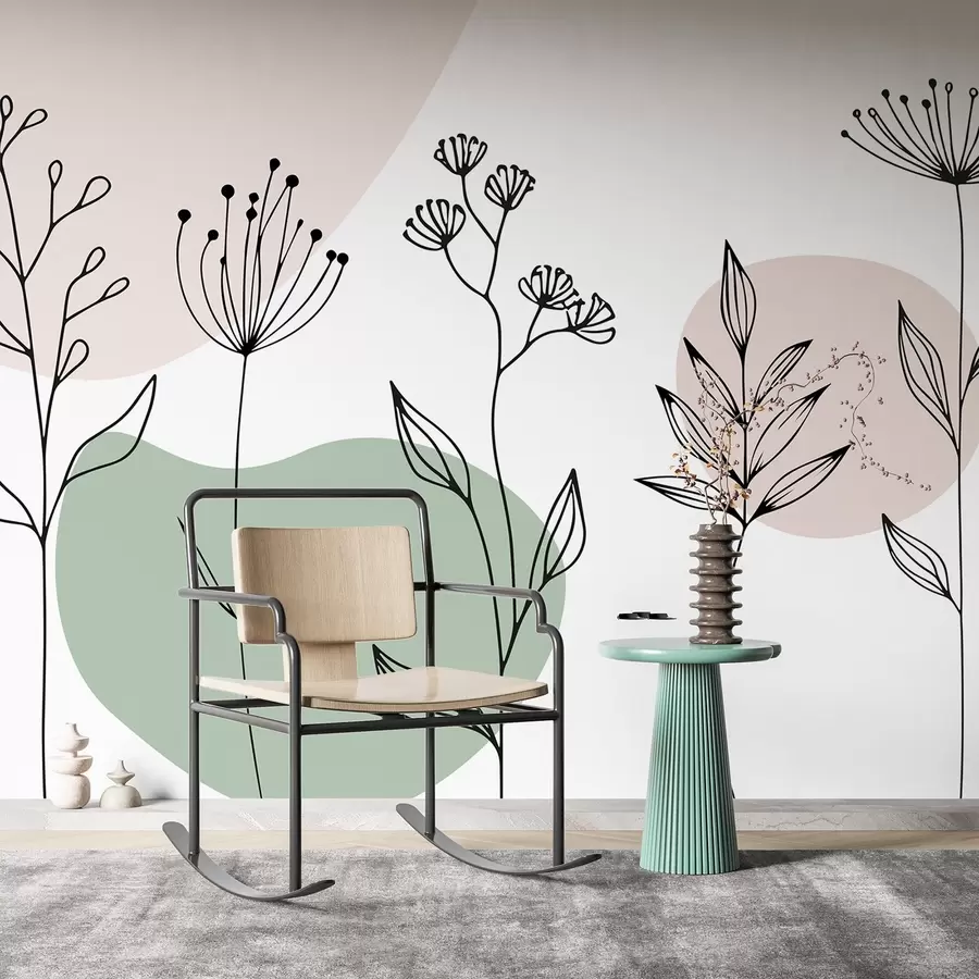 Fototapetai Boho gėlių kontūras w04080v2