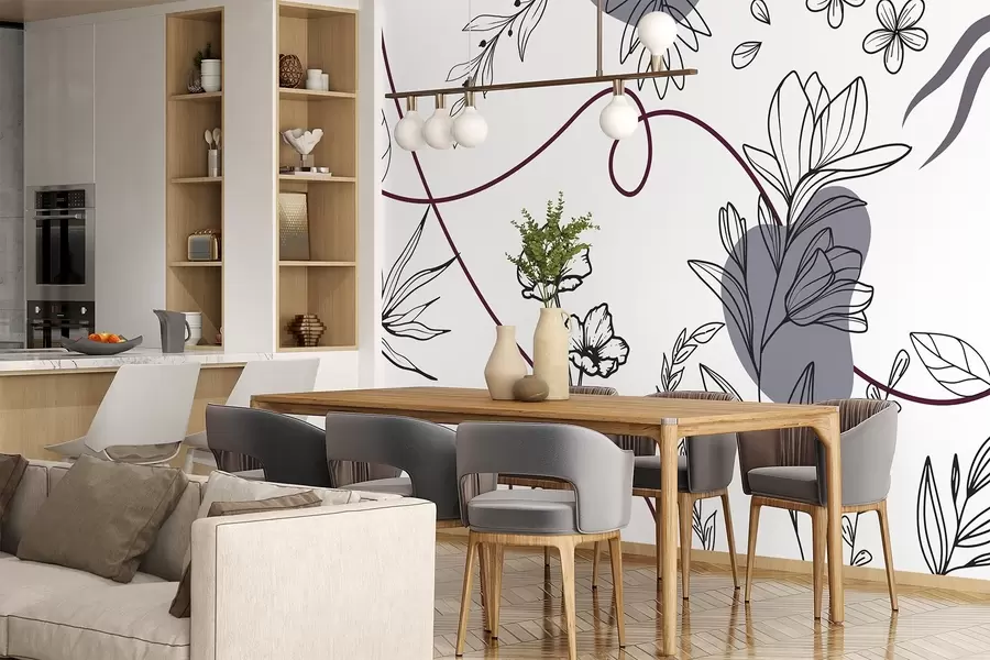 Fototapetai Boho gėlių kontūras w04082v1