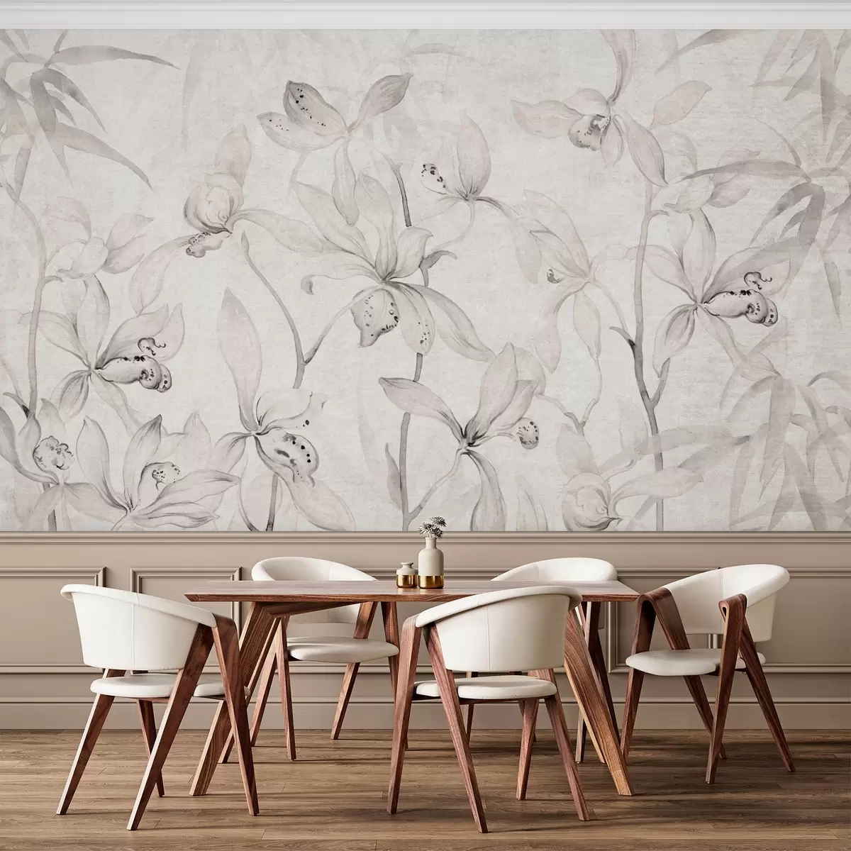 Fototapetai Laukinės orchidėjos, smėlio atspalvių w03933v1