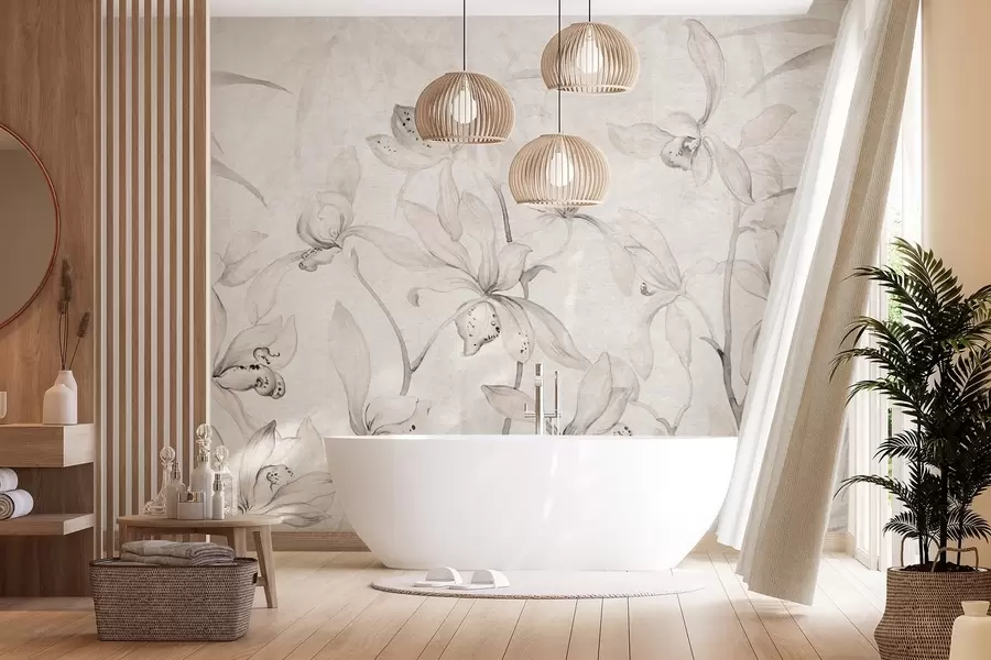 Fototapetai Laukinės orchidėjos, smėlio atspalvių w03933v1