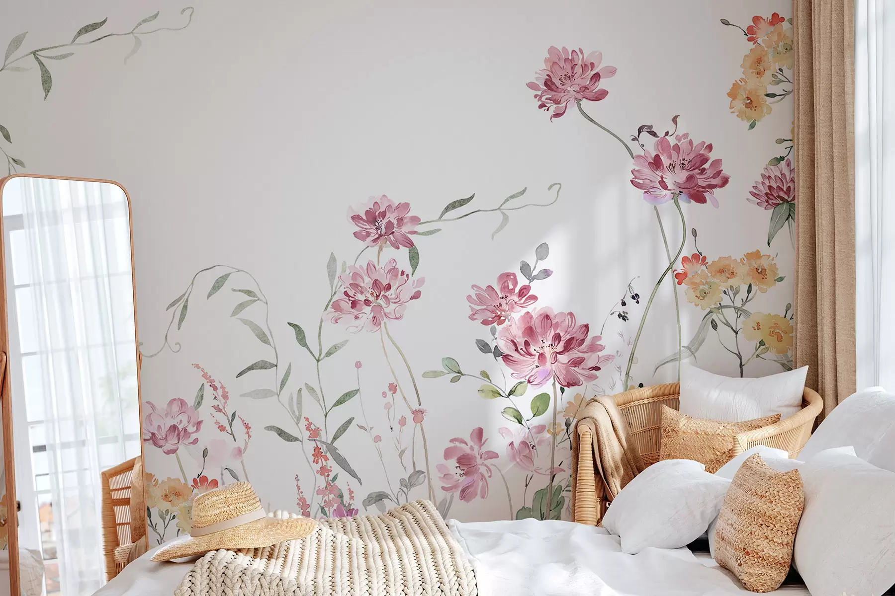 Fototapetai Švelni laukinių gėlių akvarelės imitacija w03957