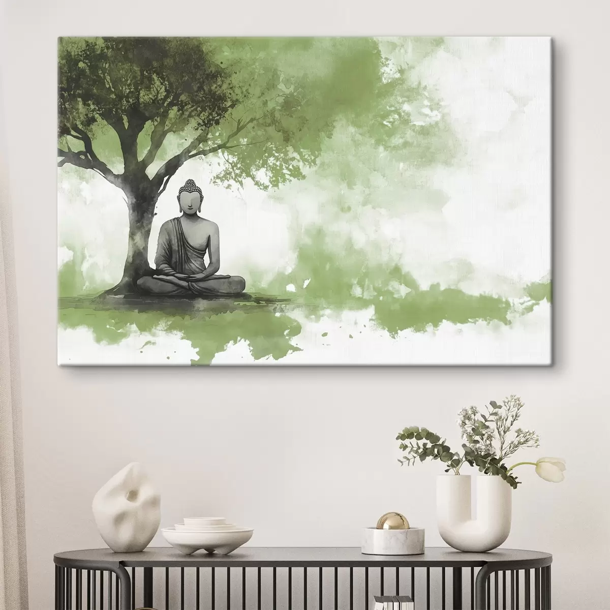 Paveikslėlis Buda sėdi po medžiu, meditacija, dvasinis, žalios spalvos s44512v1
