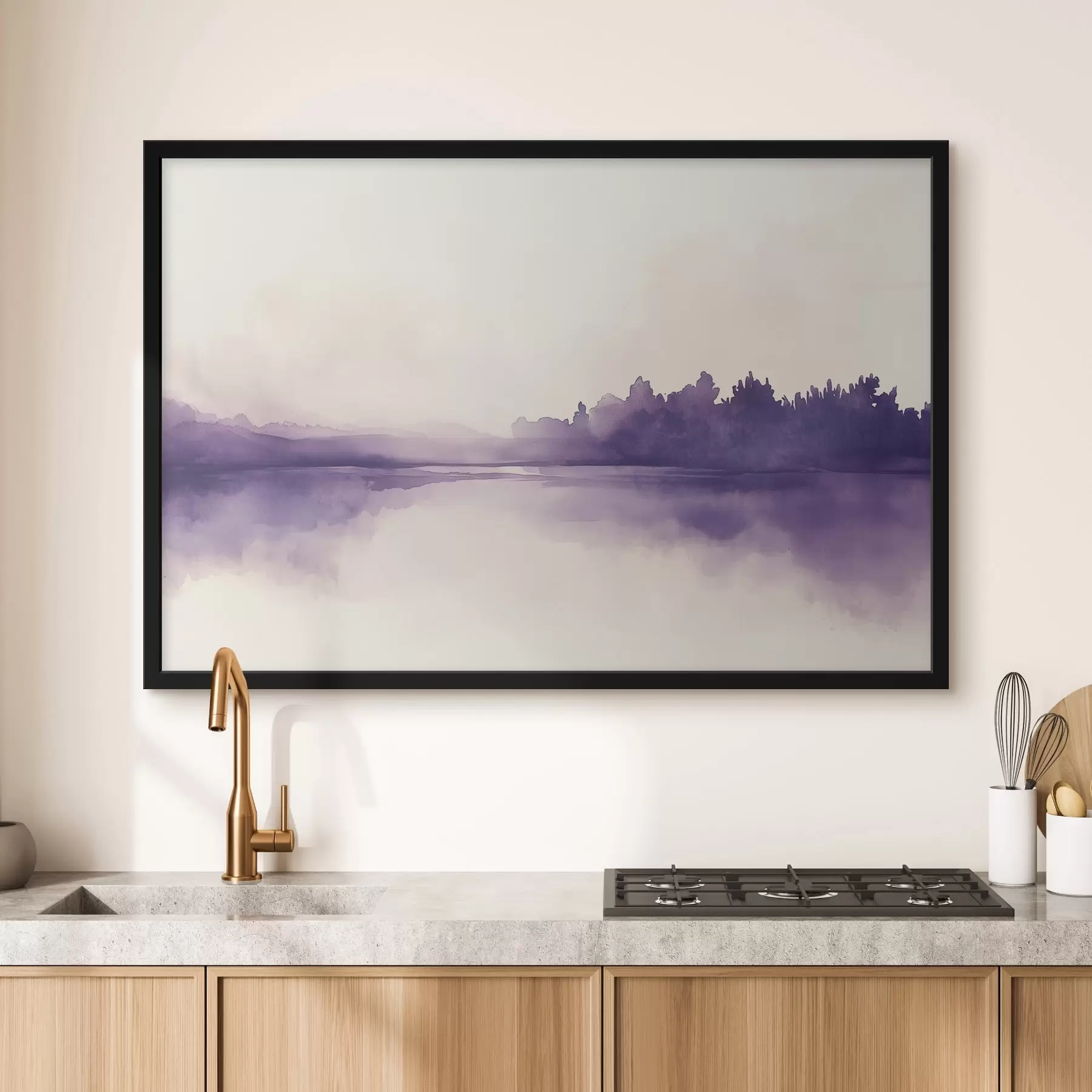Fototapetai Akvarelės dažų abstrakcija su violetine spalva f44504