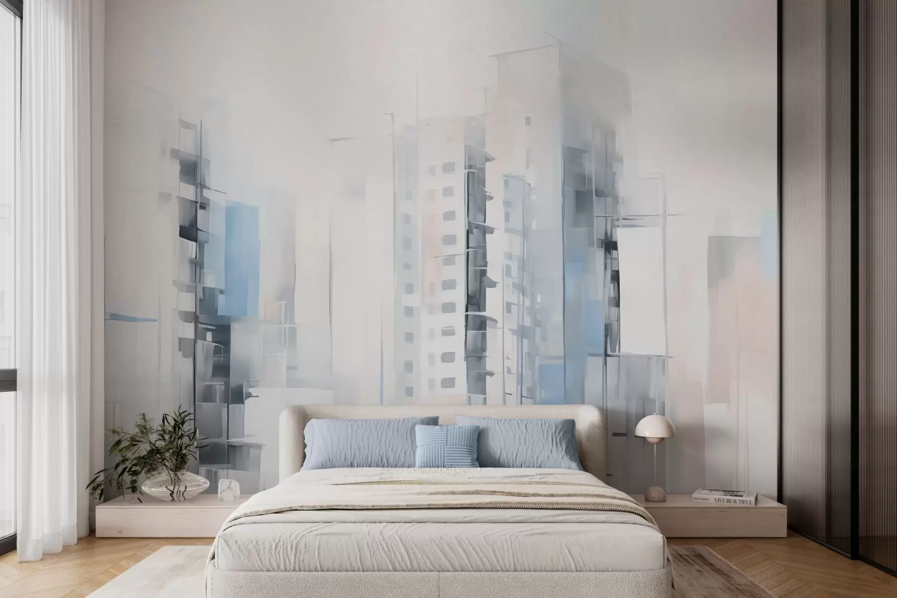 Fototapetai Abstrakti miesto peizažo imitacijos tapyba w04100