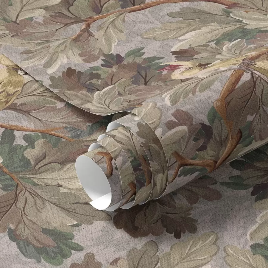 Fototapetai Senovinio botaninio stiliaus paukščiai ant šakų a00175