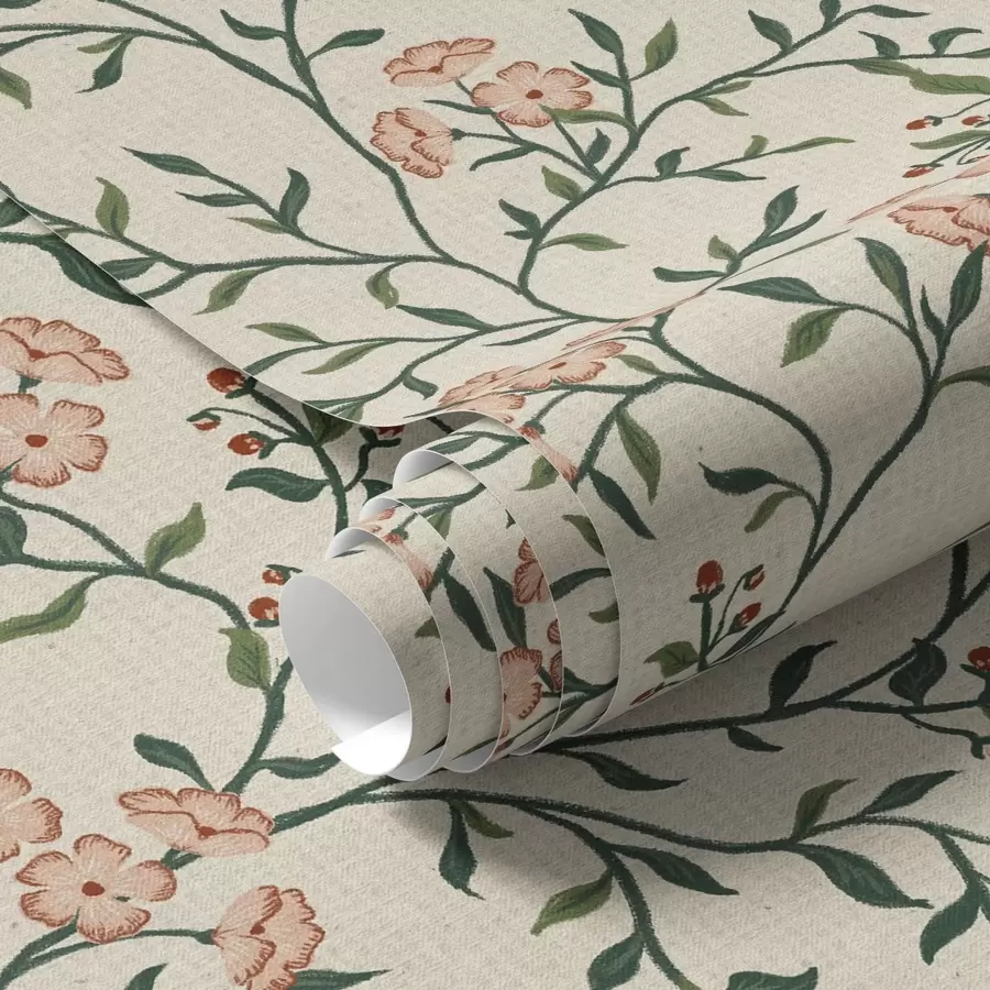 Fototapetai Ažūrinės šakos su koralų gėlėmis, gėlių raštas a00221