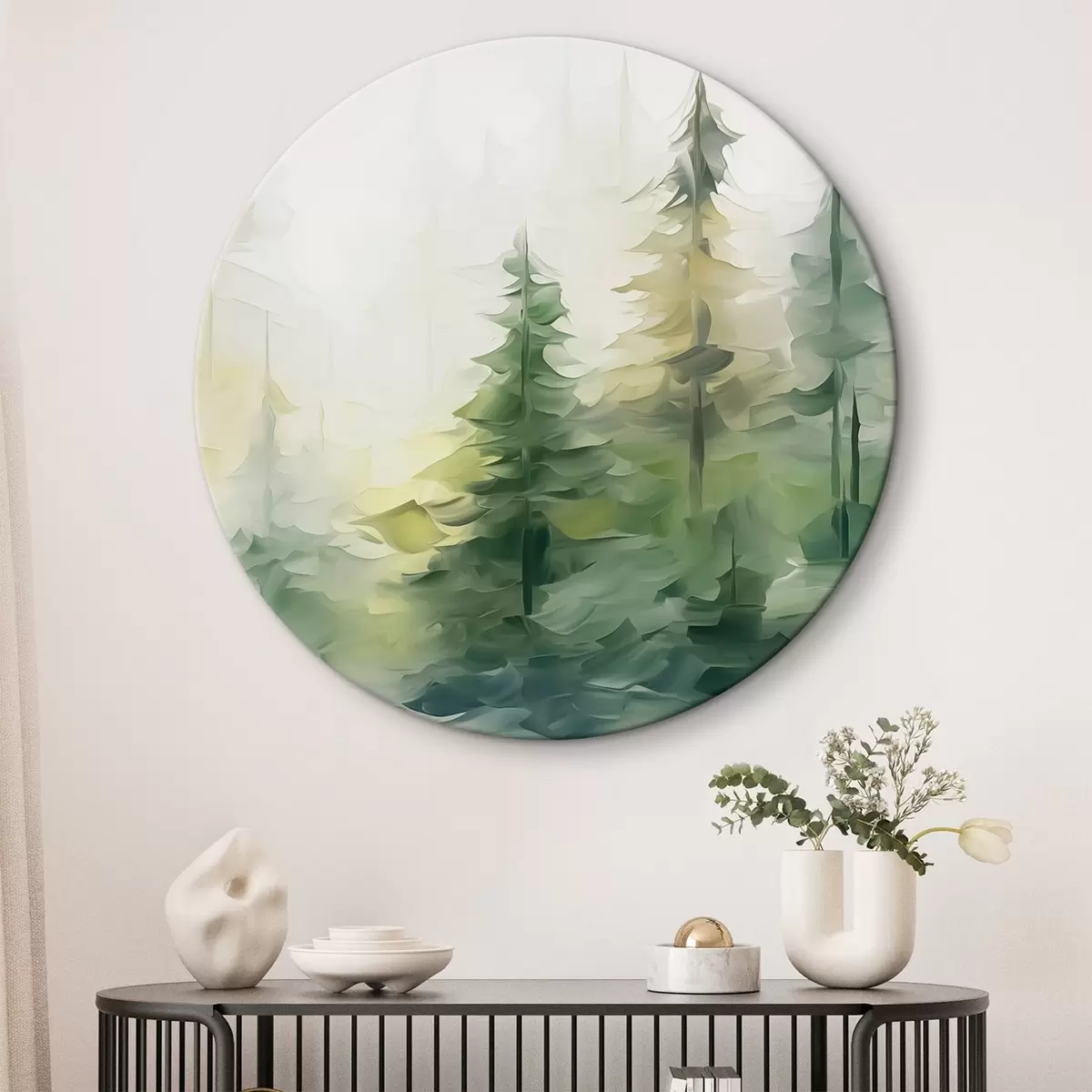 Apvalūs paveikslai Miško imitacijos tapyba r44708