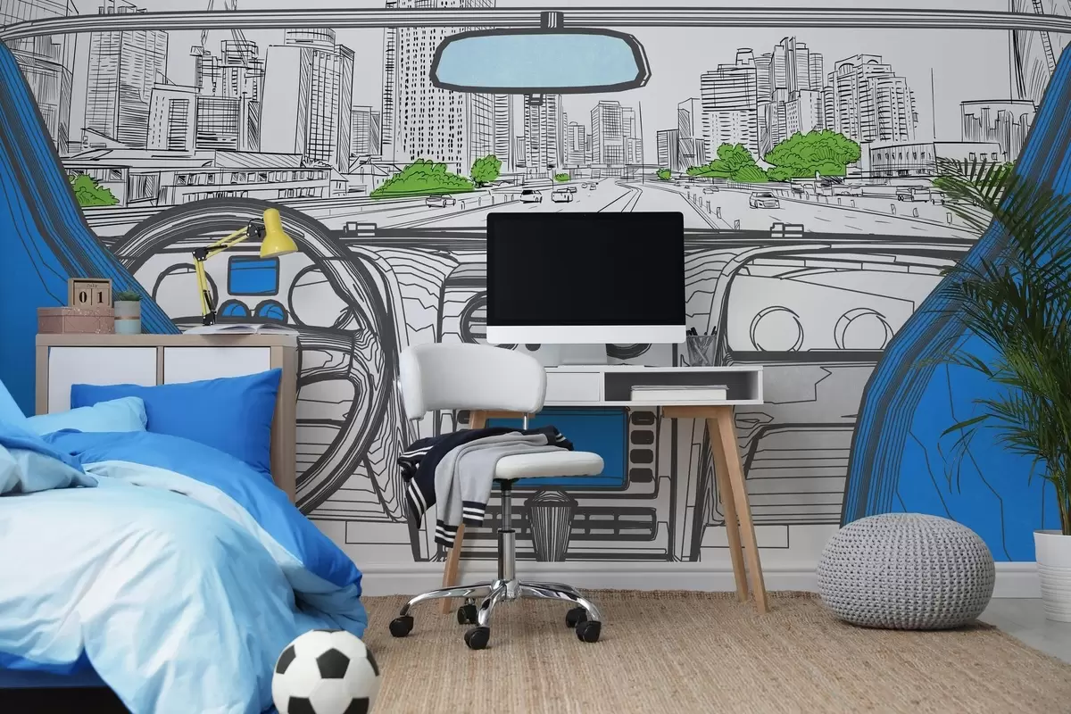 Fototapetai Kontūro vaizdas iš automobilio w04109v1 - Uwalls.lt Fototapetai Kontūro vaizdas iš automobilio w04109v1