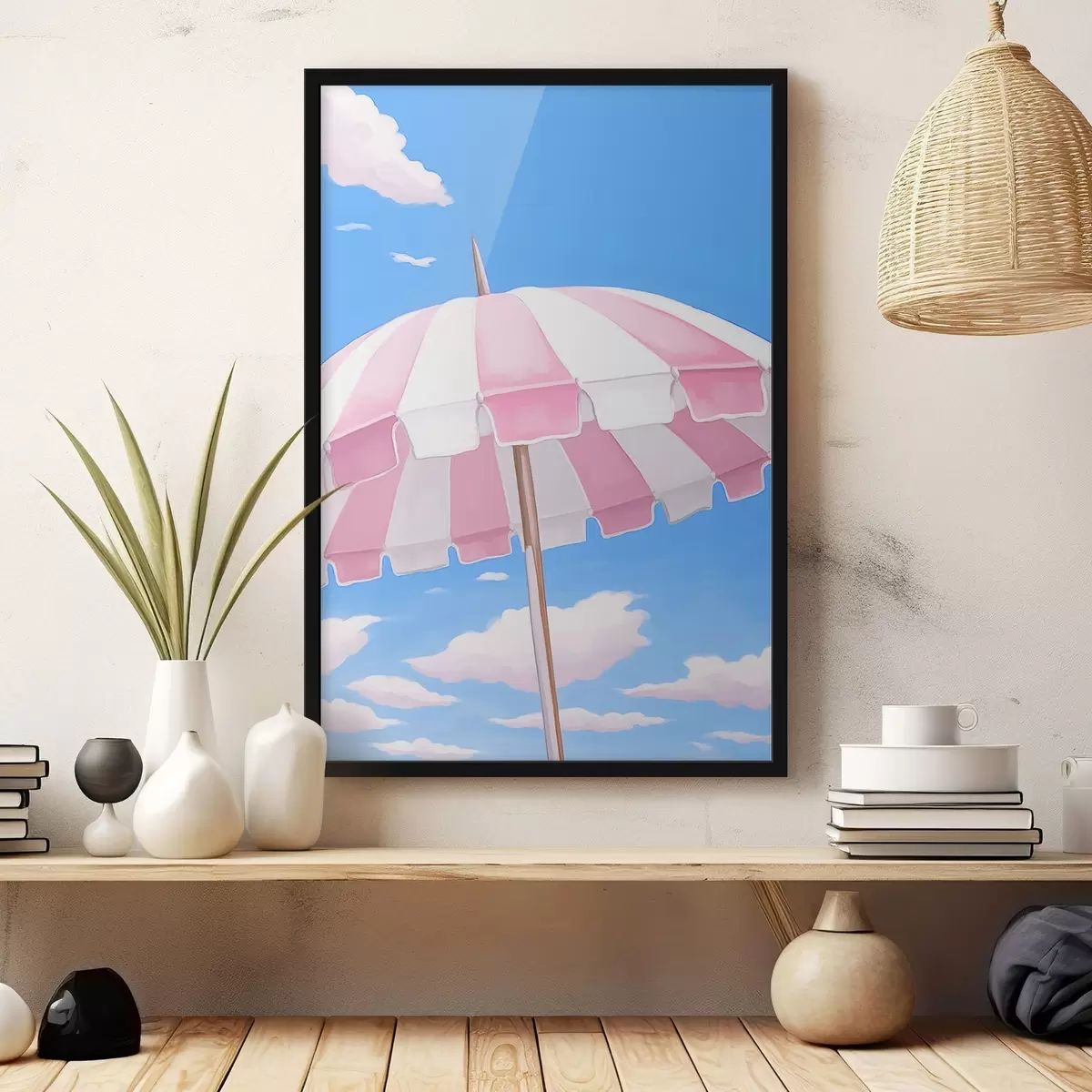 Plakatas Rožinis paplūdimio skėtis f44740