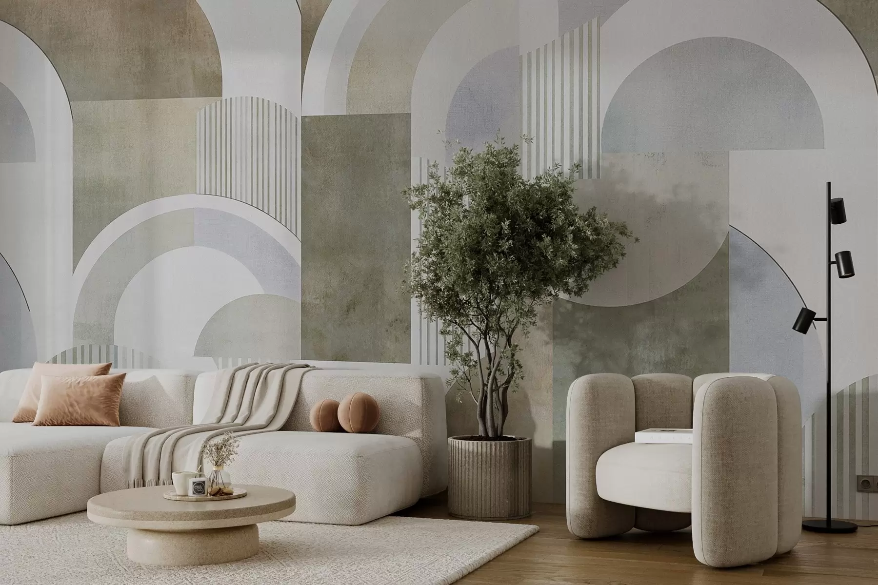 Fototapetai Art deco stiliaus abstrakti geometrija su retro efektu w04079